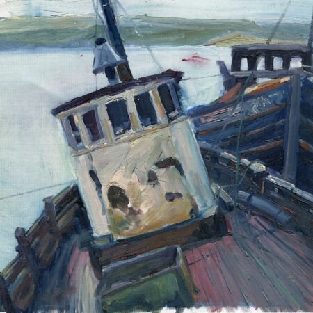 Fishing boats, Skye. A3. Oil on oil paper. 2019